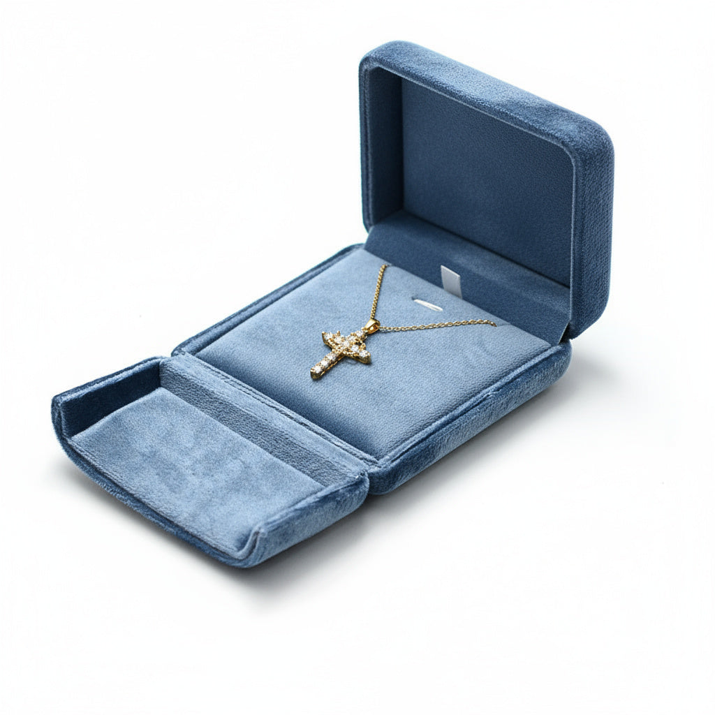 Homely Diamond Cross & Golden Crown Necklace